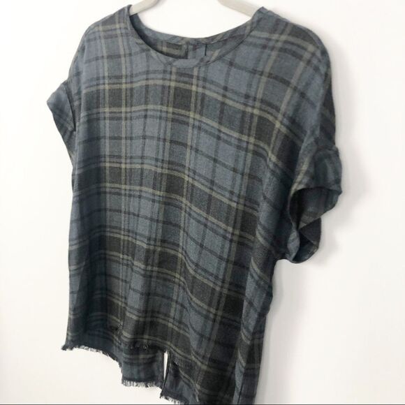 CLOTH & STONE | Plaid Button Back Gray Top X-Small - Picture 4 of 10